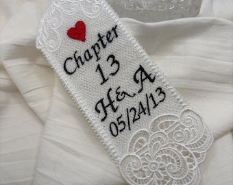 Marcador de encaje personalizado: regalo para su 13.º aniversario