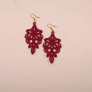 Lace Earrings, Flower Earrings, Vintage Style Earrings, Retro Earrings, FSL Earrings, Lace Gift for Her, Flower Earrings, Green Earrings