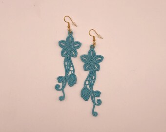 Embroidered Lace Floral Earrings: FSL Dangle Earrings