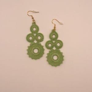 Tatted Lace Dangle Earrings: Boho Frivolite Jewelry