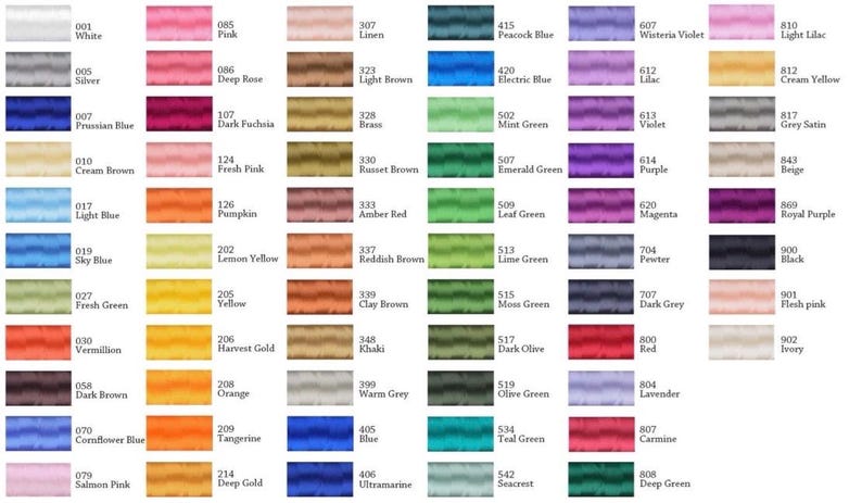Thread color chart for sunflower lace earrings crafted with vibrant embroidery thread to make a stunning addition to any outfit, adding a feminine and delicate touch. These earrings are super lightweight, unique, and make a wonderful gift for any occasion. The hypoallergenic French ear wire hooks and jump rings are made from stainless steel and include clear silicone earring backs. Measurements: Refer to Size / Select an option