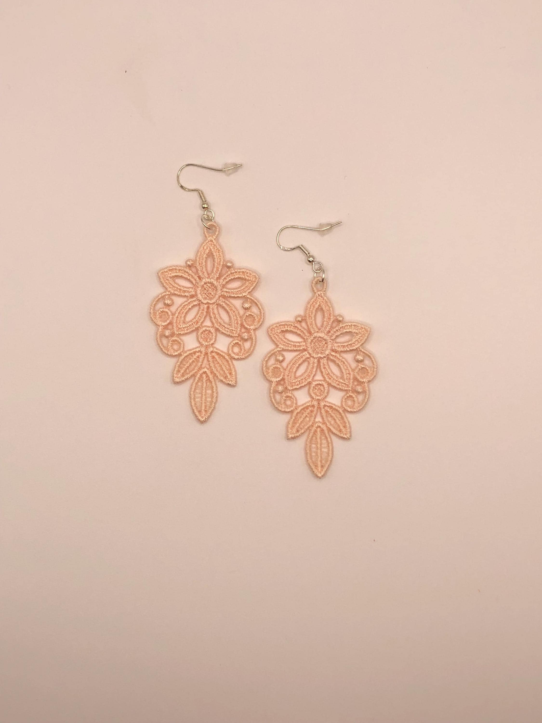 Lace Earrings, Flower Earrings, Vintage Style Earrings, Retro Earrings, FSL Earrings, Lace Gift for Her, Floral Earrings, Green Earrings