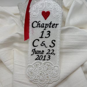 Personalized Anniversary Gift: 13th Wedding Anniversary Keepsake Lace Bookmark for Him or Her