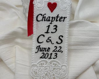Personalized Anniversary Gift: 13th Wedding Anniversary Keepsake Lace Bookmark