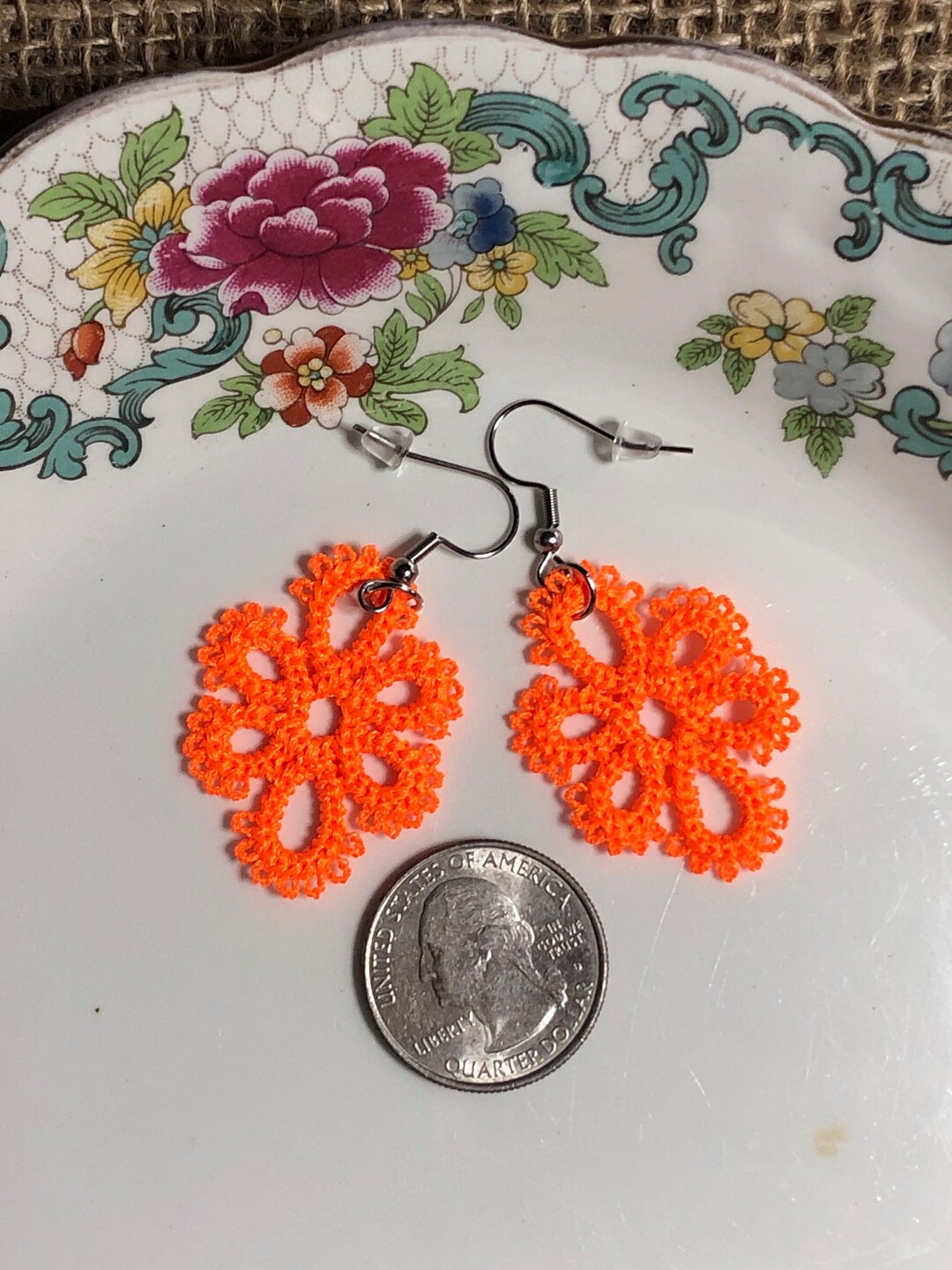 Tatted Earrings Lace Earrings Tatting Earrings Dangle Earrings Tat