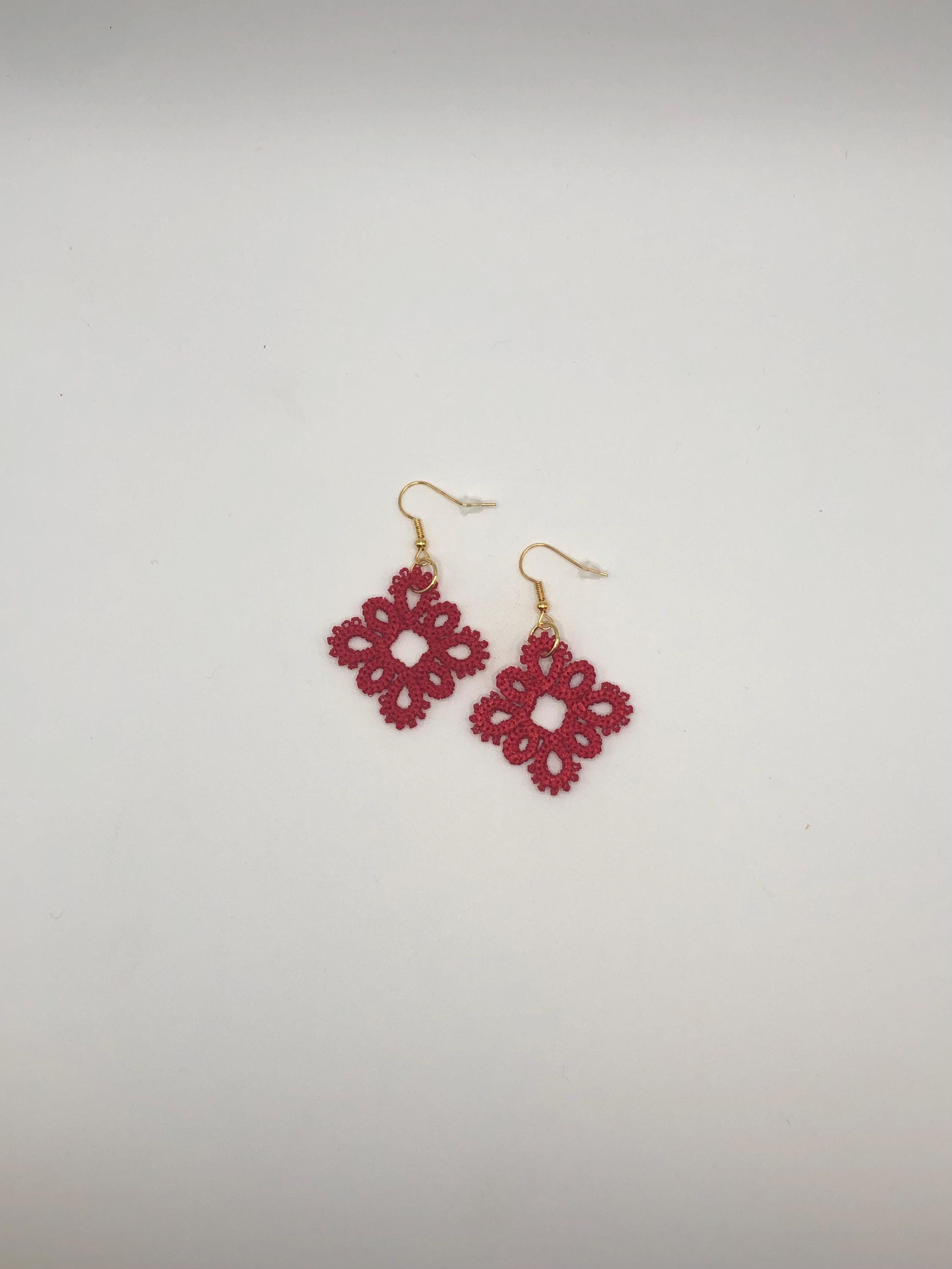 Boucles d'oreilles en dentelle tatouée - « Pamela », bijoux tendance
