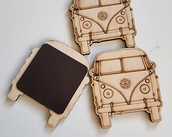 Plywood minibus ,camper, lasercut fridge magnets.