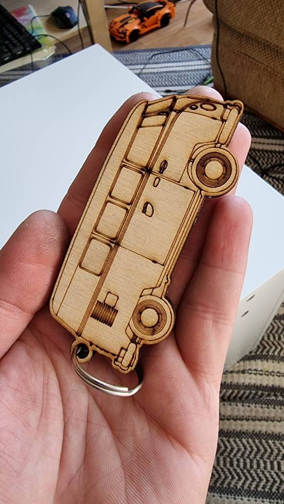 Camper Van minibus Lasercut Plywood Keychains. Etsy