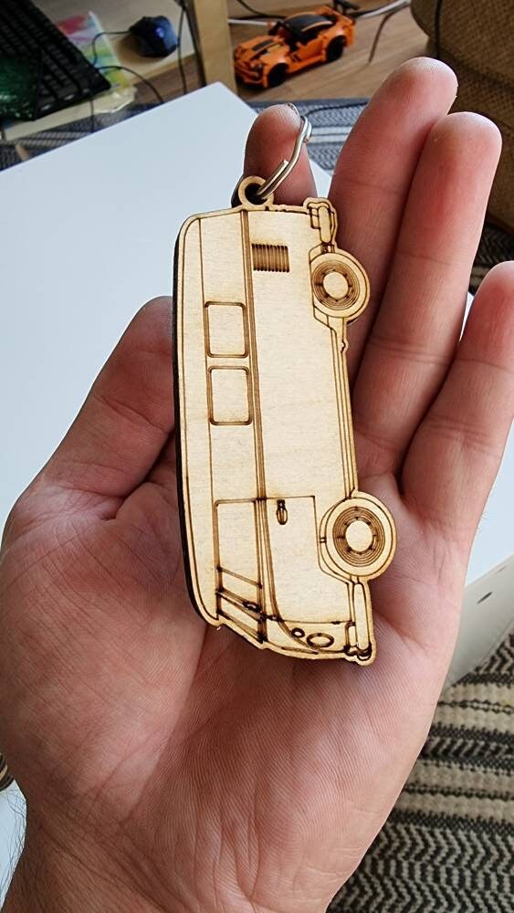 Camper Van minibus Lasercut Plywood Keychains. Etsy