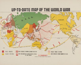 第二次世界大戦の地図 (1942 年)、WW2、地図、枢軸国、大日本帝国