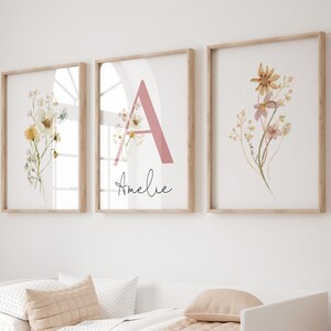 Printable Wall Art, Custom Wildflowers Prints Set of 3, Boho Nursery ...