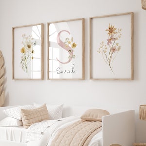 Printable Wall Art, Custom Wildflowers Prints Set of 3, Boho Nursery ...