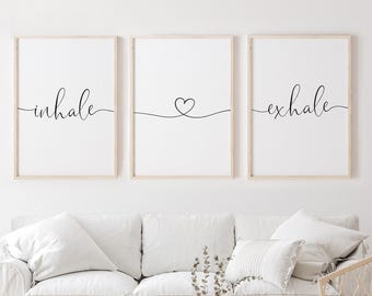 Láminas Inhale Exhale, decoración minimalista para el hogar (descarga digital)