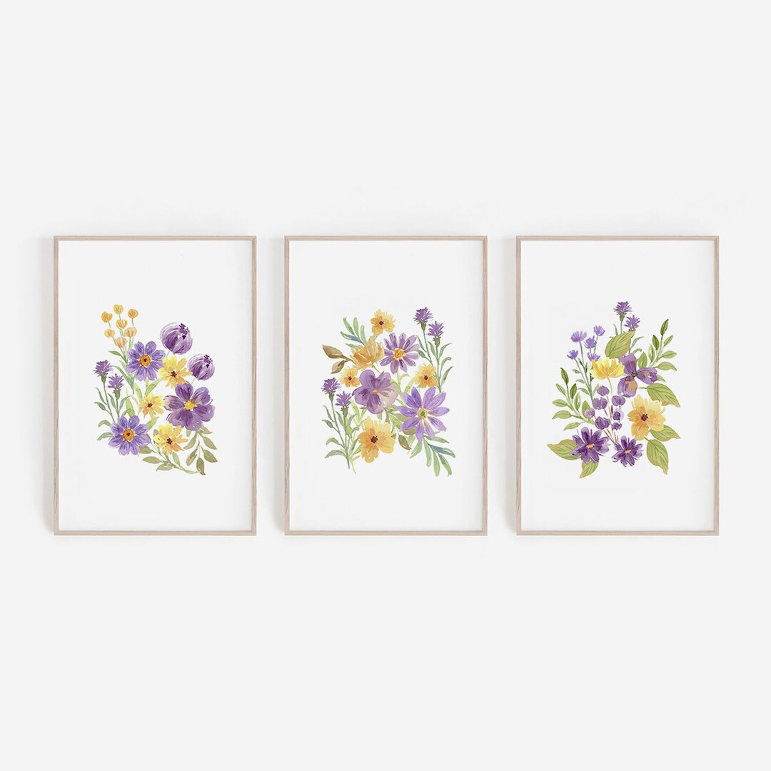 Printable Wall Art, Wildflower Prints Set of 3, Flower Poster ...