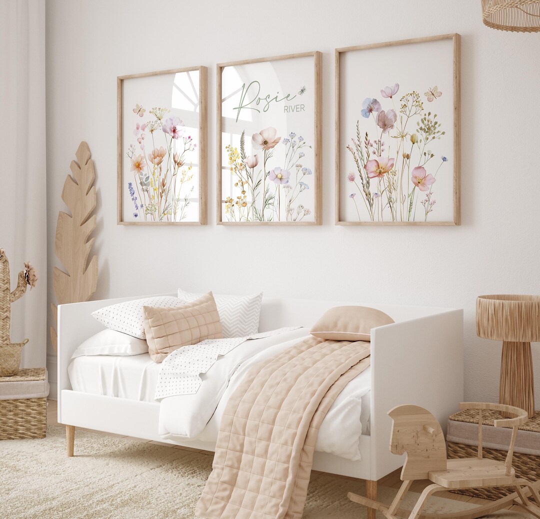 Custom Wildflower Nursery Prints, Boho Floral Wall Art Set (digital) - Etsy