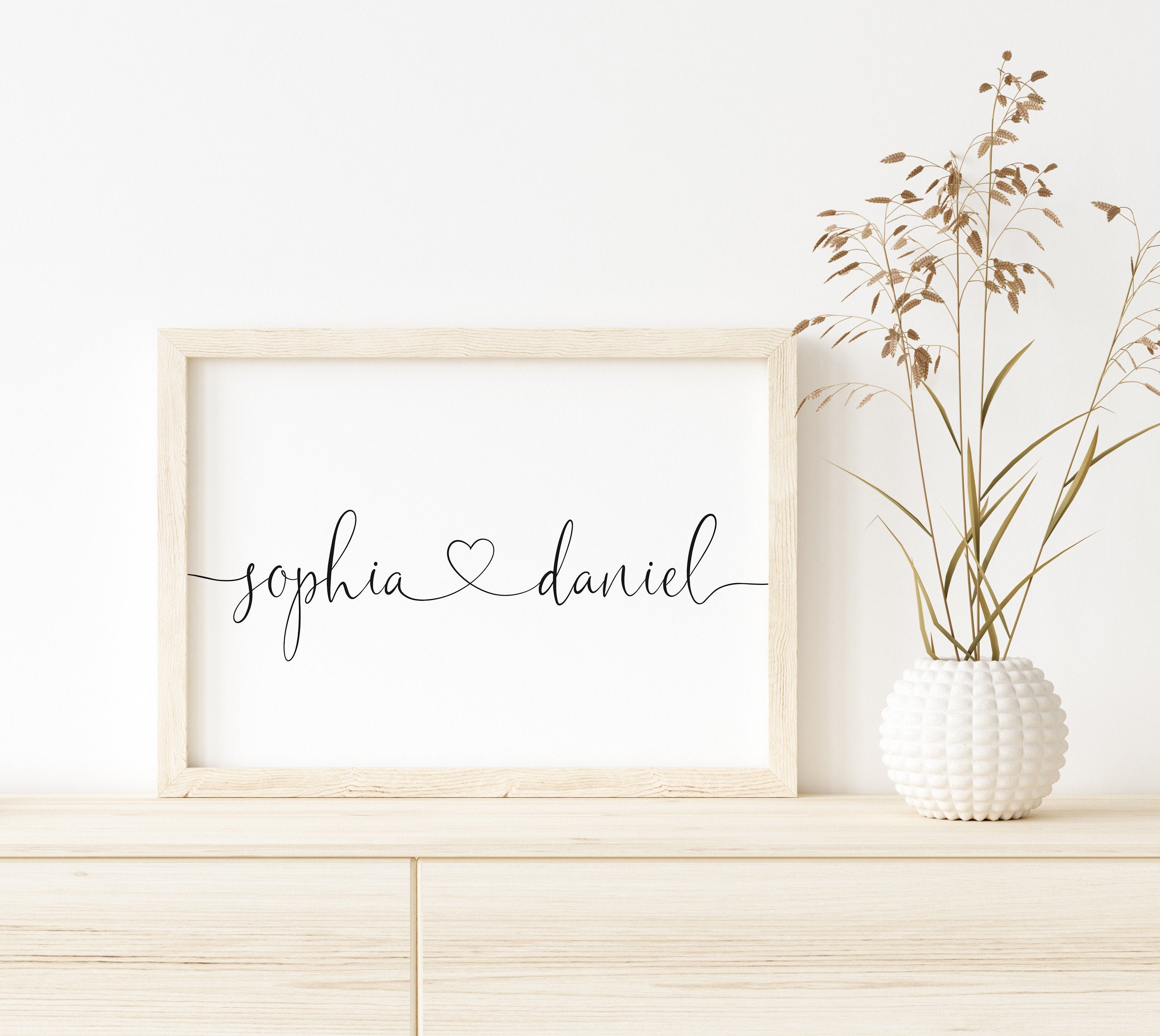 Printable Wall Art, Personalized Couple Names, Custom Print, Wedding Engagement Gift, Home Decor