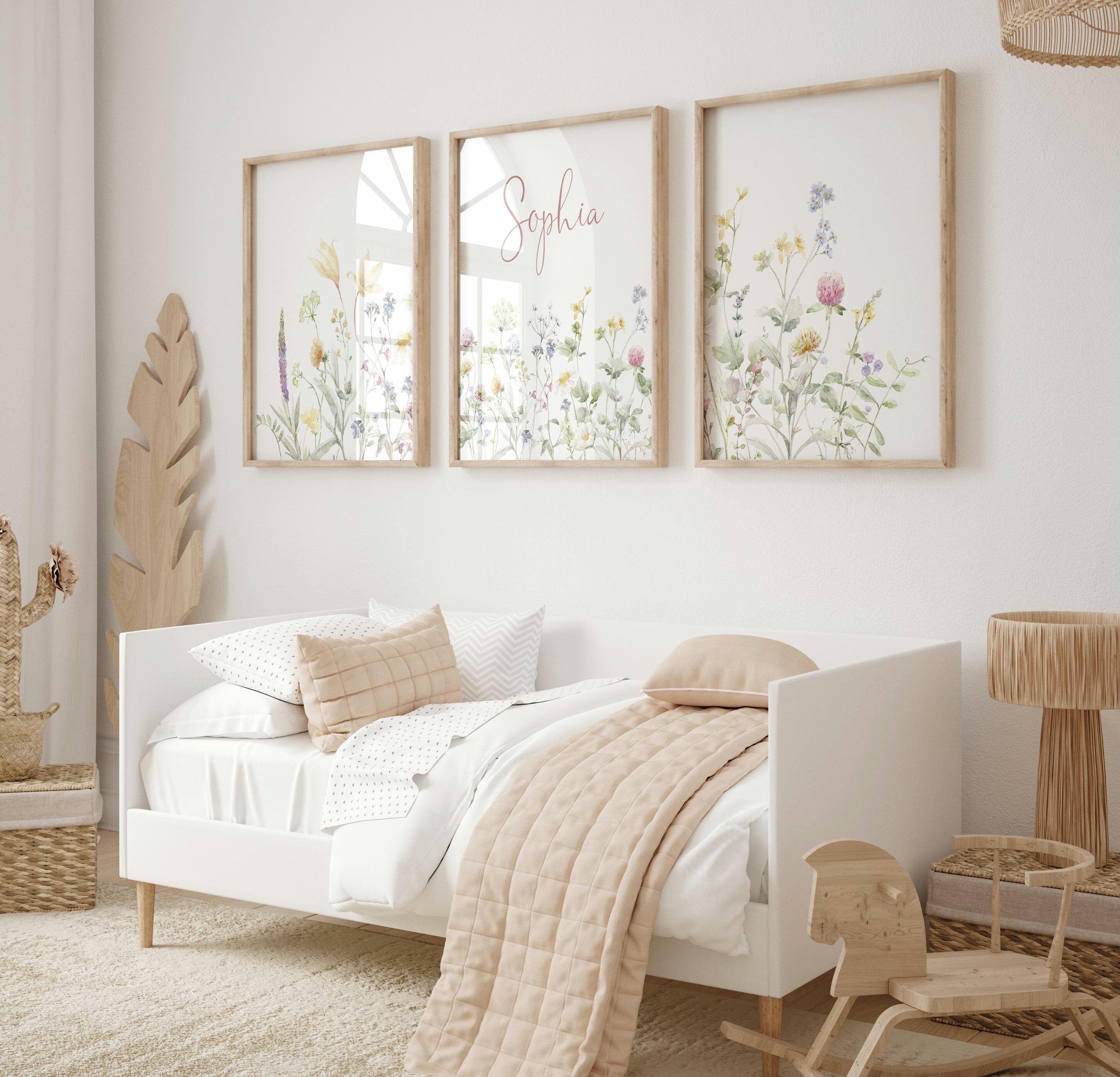 Custom Wildflowers Prints, Floral Nursery Wall Art, Boho Baby Girl ...