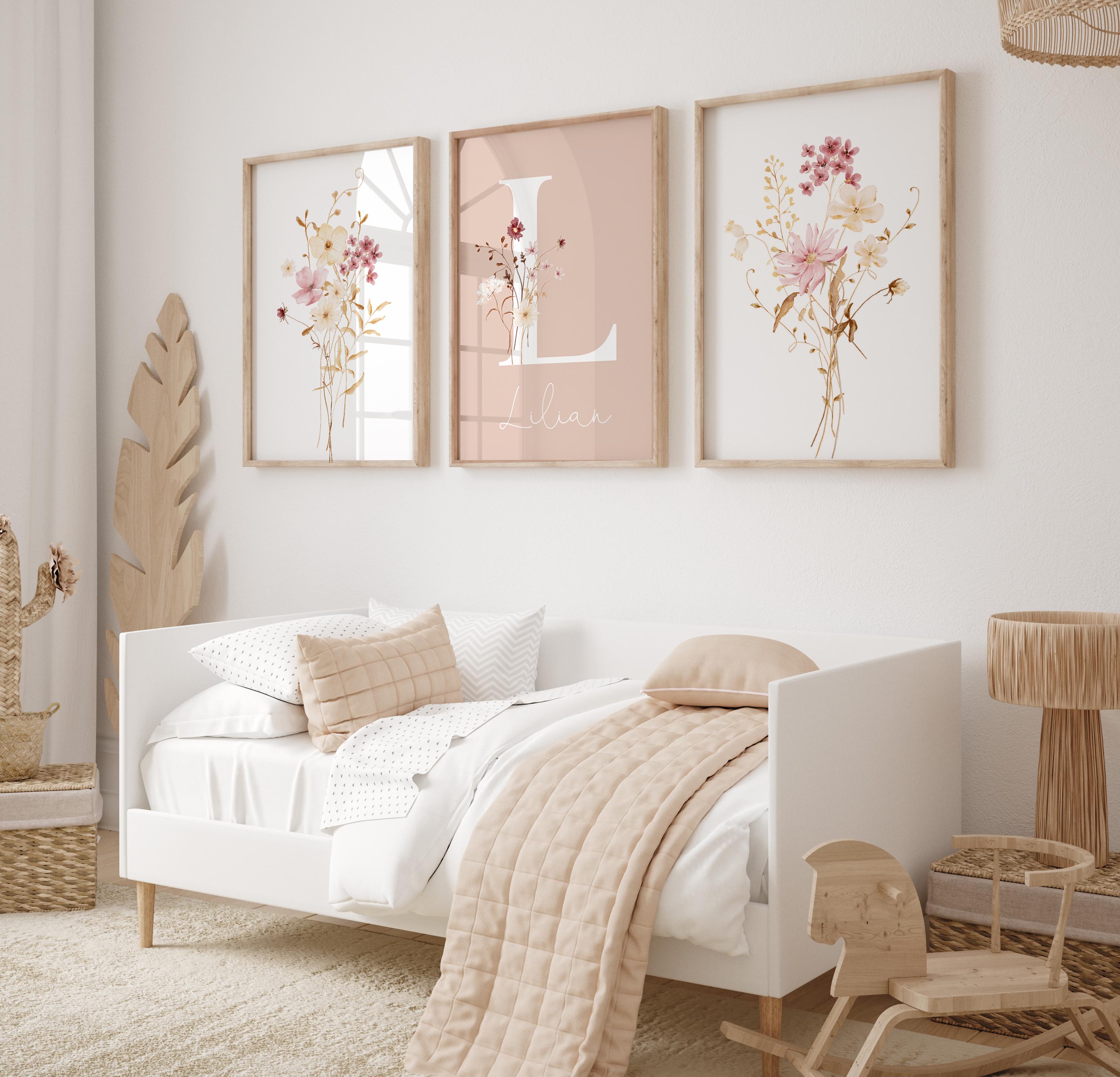 Custom Wildflowers Prints, Floral Nursery Wall Art, Boho Baby Girl ...