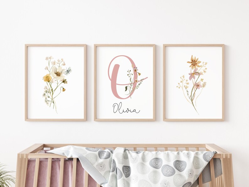 Custom Wildflowers Prints, Floral Nursery Wall Art, Boho Baby Girl ...