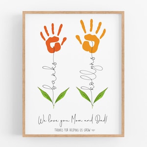Personalized Handprint Flower Bouquet Art Print, Mother's Day Gift (Digital Download)