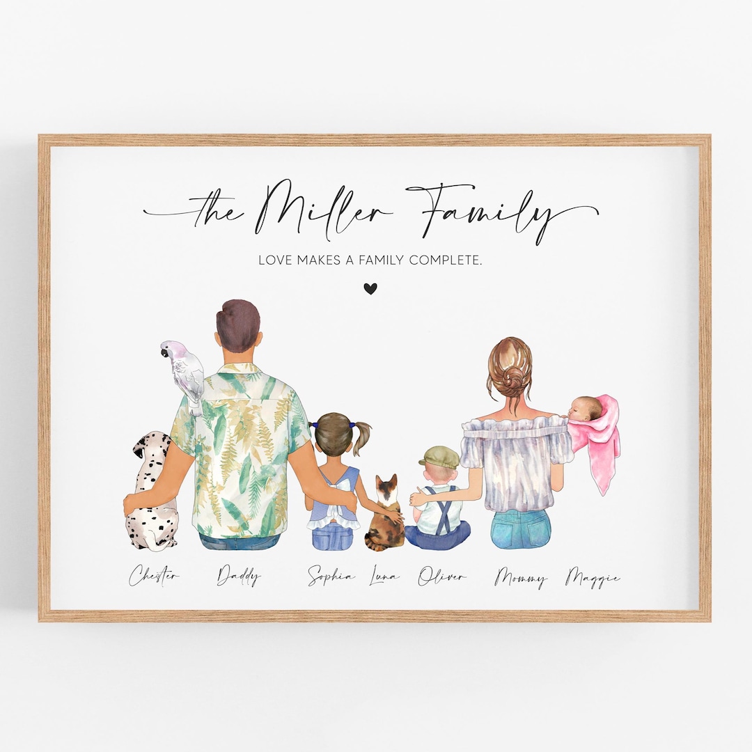 Custom Portrait Family Print, Personalized Gift for Family, Gift for ...