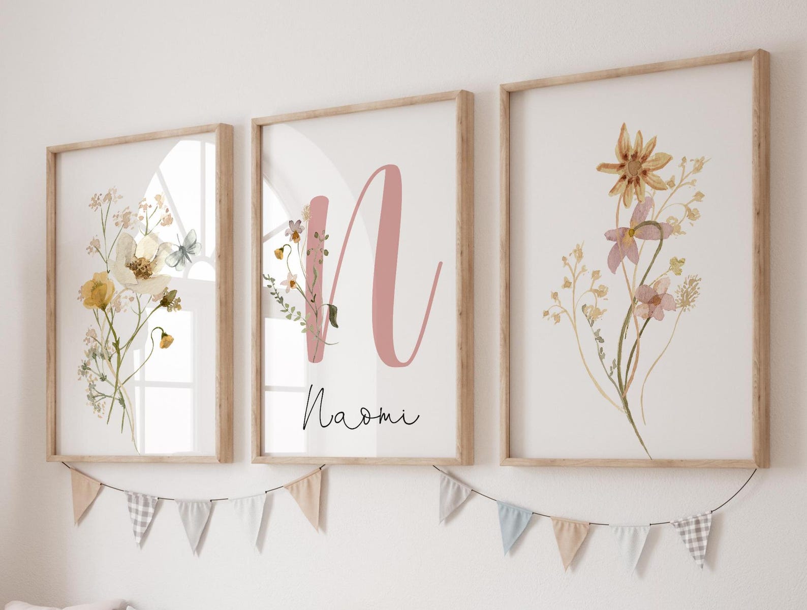 Custom Wildflowers Prints, Floral Nursery Wall Art, Boho Baby Girl ...