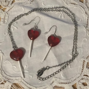Claire’s Heart Lollipop Necklace and Earrings