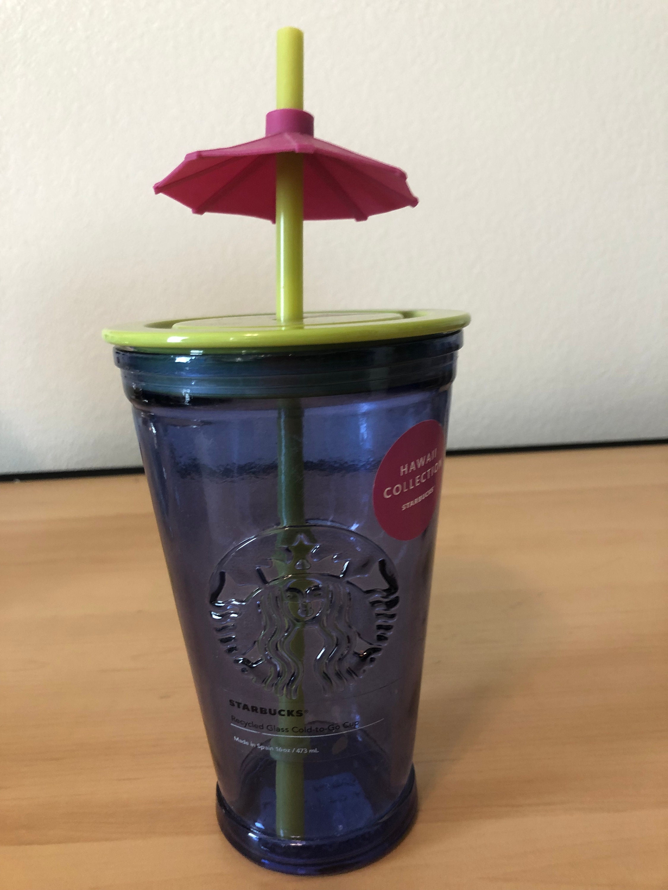 Starbucks Hawaiian Glass Tumbler With Umbrella 