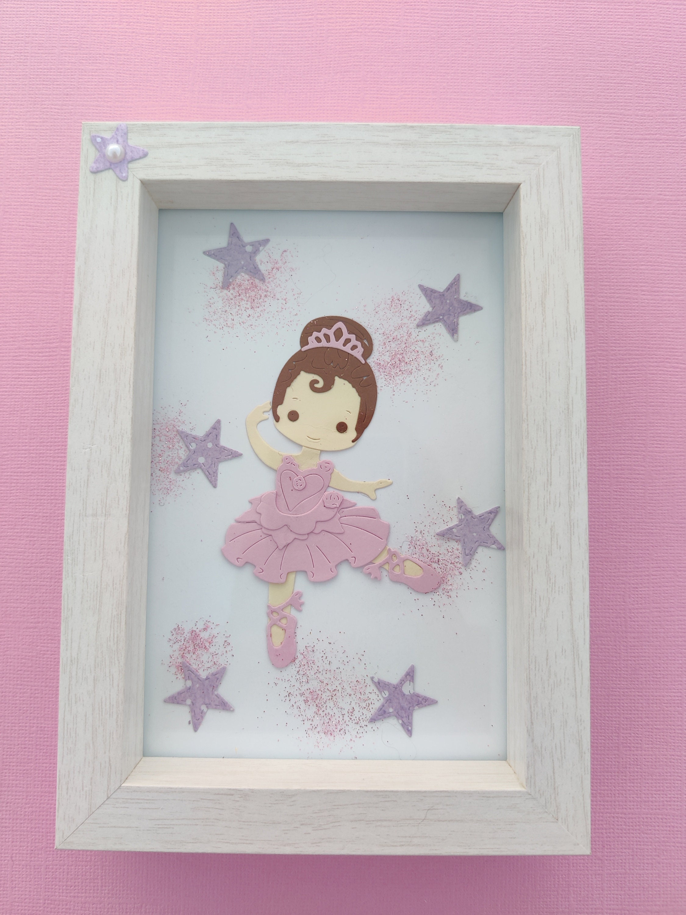 Cadre Enfant Bois Danseuse Classique Rose Paillettes Ballerines
