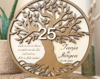 Personalized wedding anniversary gift – Wooden Tree of Life with names, date & desired number | Anniversary gift for couples