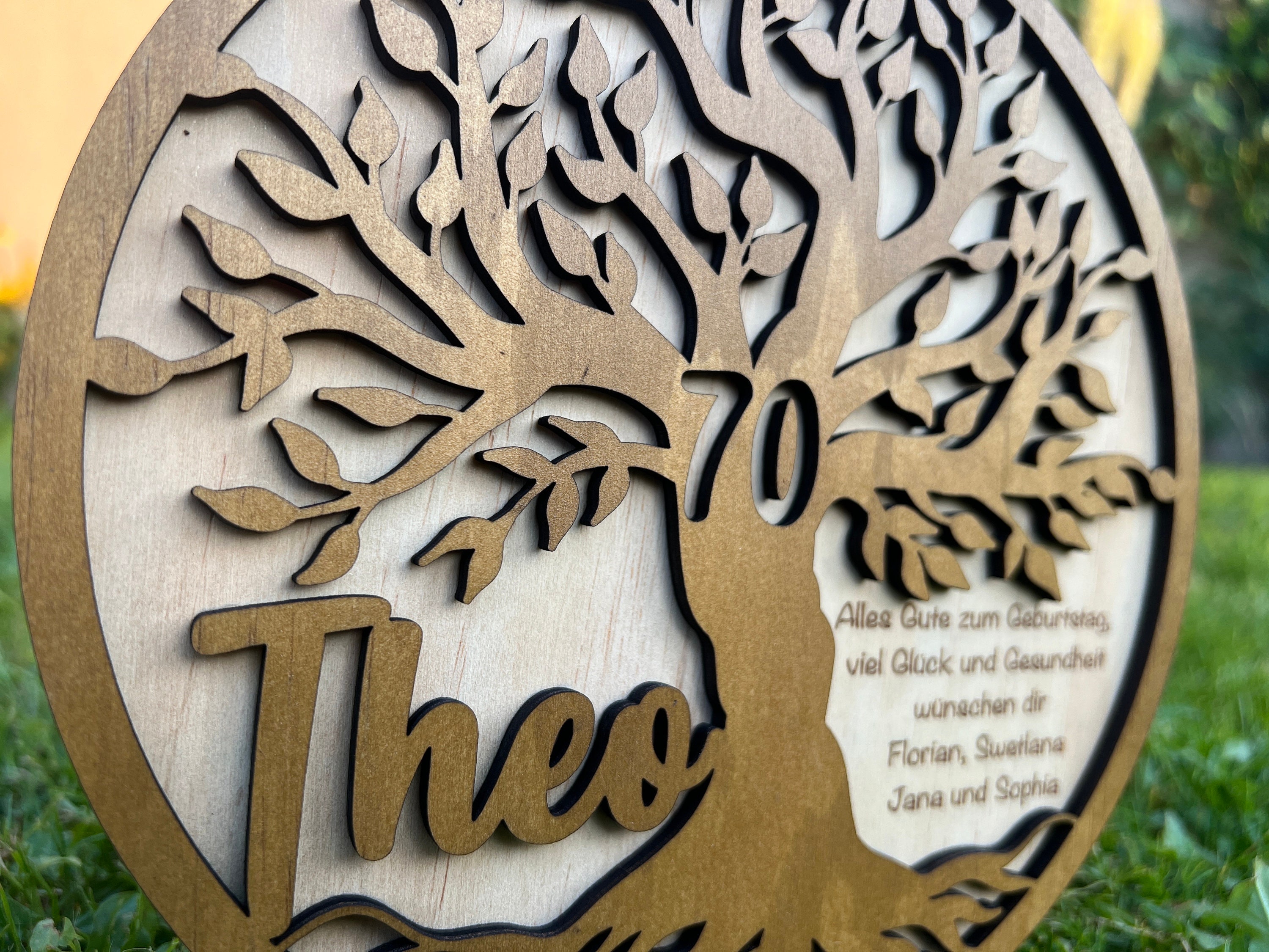 Birthday Tree of Life personalized desired engraving wooden gift with name Tree of Life stand hanging own text desired text