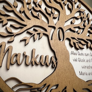 Geburtstag Baum des Lebens personalisiert Wunschgravur Holz Geschenk