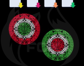 Vector File Aztec Calendar Flag Mexico Silhouette Svg Pdf Eps Dxf Instant Download