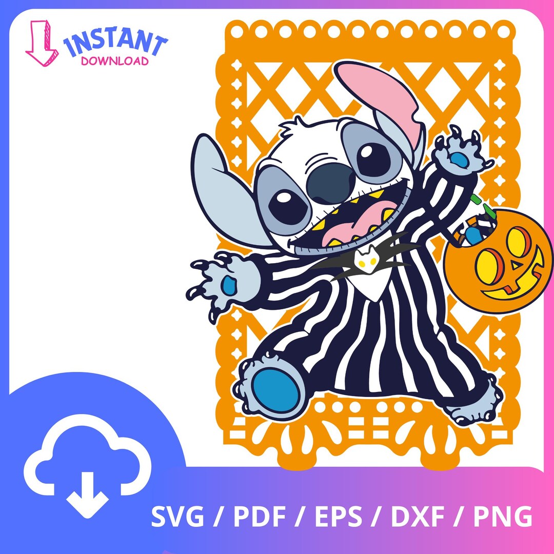 Halloween Stitch + Jack Skellington Day of the Dead Svg Pdf Png Eps Dxf ...