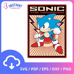 Sonic The Hedgehog Sega Anime Video Game Svg Pdf Eps Dxf Png Vector File Instant Download