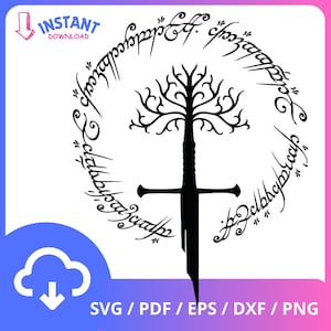 Plik wektorowy Drzewo Gondoru Władca Pierścieni sylwetka Svg Pdf Eps Dxf Png Natychmiastowe pobieranie
