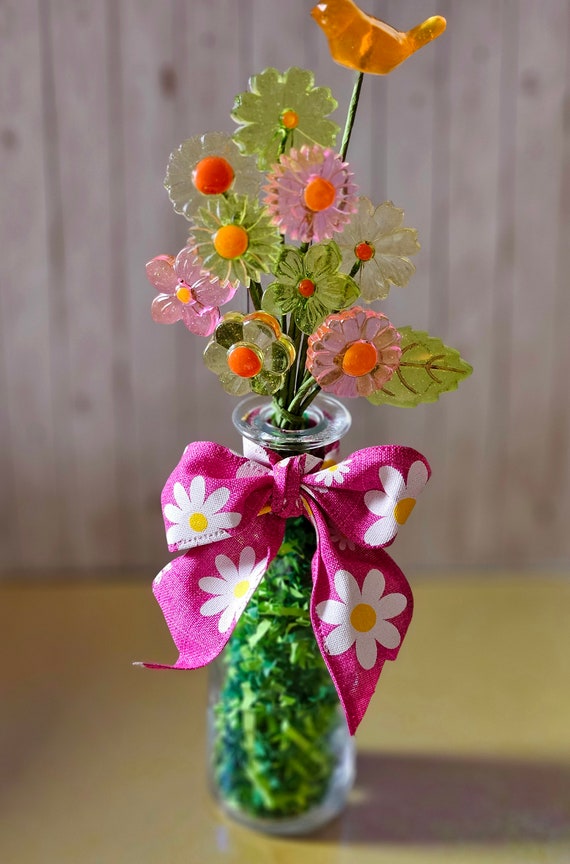 Midcentury Decor Lucite 1960's RETROSTYLE FLOWERS in Bright Colors