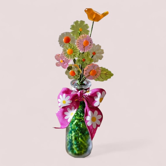 Midcentury Decor Lucite 1960's RETROSTYLE FLOWERS in Bright Colors