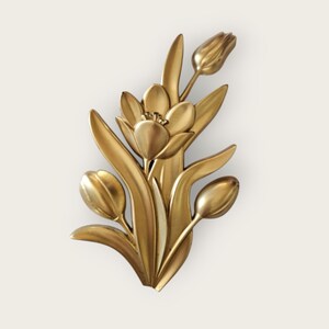 Acrylic, Lucite Repro Retrostyle MIDCENTURY FLOWERS Wallhanging in GOLD