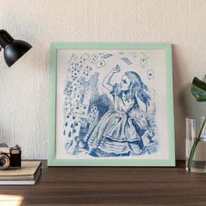 Alice im Wunderland - Alice und die Flugkarten - Original Cyanotypie, Unikat, 200x200, Ungerahmt