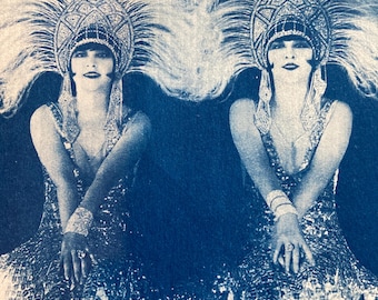 Vaudeville Dancers - The Dolly Sisters - Original Cyanotype, Unique, 8x8 Format, Unframed