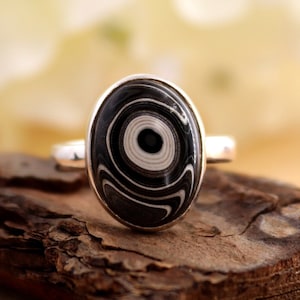 Bague fordite ovale, bague fordite ovale unique en agate, bague pierre en argent faite main, bague pierre en argent sterling, bague bijoux tendance taille #9