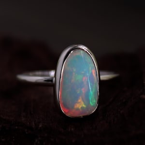Rose Cut Ethiopian Opal Ring, 925 Sterling Silver Ring, Rose Cut Opal Ring, Women Silver Ring, Fancy Cut Ethiopian Opal Jewelry Ring Size #7
