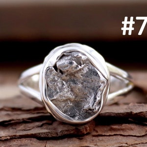 Handmade Raw Meteorite Ring, 925 Sterling Silver Rings, Split Shank Rings, Bezel Rough Meteorite Ring, Space Astronomy Jewelry, Unique Gifts