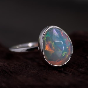 Rose Cut Ethiopian Opal Ring, 925 Sterling Silver Ring, Rose Cut Opal Ring, Women Silver Ring, Fancy Cut Ethiopian Opal Jewelry Ring Size #6