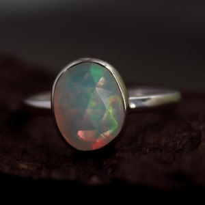 Rose Cut Ethiopian Opal Ring, 925 Sterling Silver Ring, Rose Cut Opal Ring, Women Silver Ring, Fancy Cut Ethiopian Opal Jewelry Ring Size #6