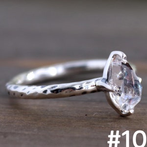 Raw Herkimer Diamond Ring, 925 Sterling Silver Ring, Rough Prong Diamond Ring, Handmade Meditation Ring, Women Silver Gifts Jewelry Ring