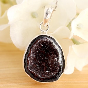 Tabasco Geode Pendant, Fire Geode Pendant, 925 Sterling Silver, Coconut Geode Pendant, Baby Geode Druzy, Gifts For MOM, Geode Pendant