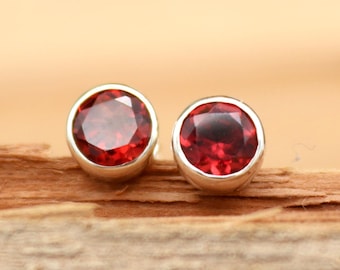 Garnet Stud Earrings, Sterling Silver Studs, January Birthstone Jewelry, Occasion Gifts