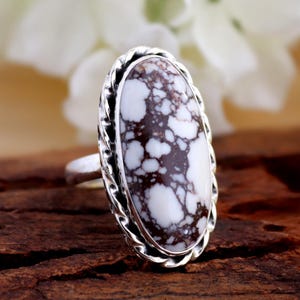 Wild Horse Jasper Ring, Oval Wild Horse Ring, Magnesite Jasper Ring, Handmade Ring, 925 Sterling Silver Ring, Women Silver Gifts Ring Size 8